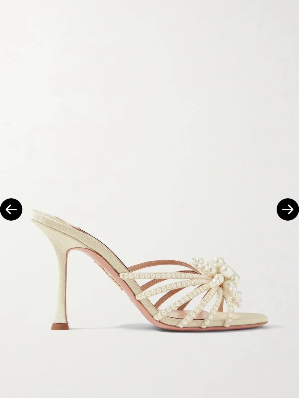 Aquazzura Vendome 95 faux pearl-embellished faille mules